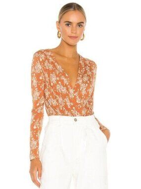 Free People Printed Turnt Bodysuit - M